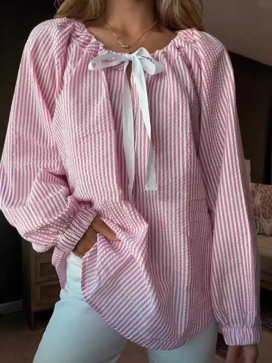 Herrskjorta Randig Polyester V-ringad Regular Fit-5