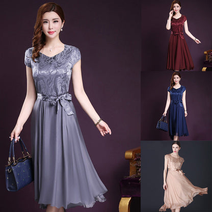 Dam Klänning Midi Asymmetrisk Chiffon-2