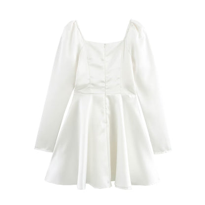 Kvinnors Midi Klänning Fyrkantig Halsringning A-linjeformad Polyester-3