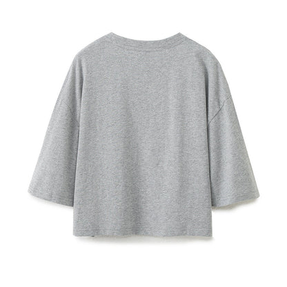 Dam T-shirt Överdimensionerad med Kreativa Bokstäver i Högkvalitativ Bomullsblandning 3