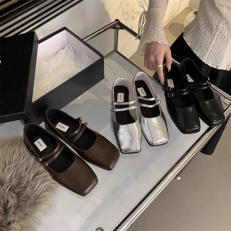 Kvinnors Ballerinaskor Slingback Dubbelremmar Vadderad Innersula 5