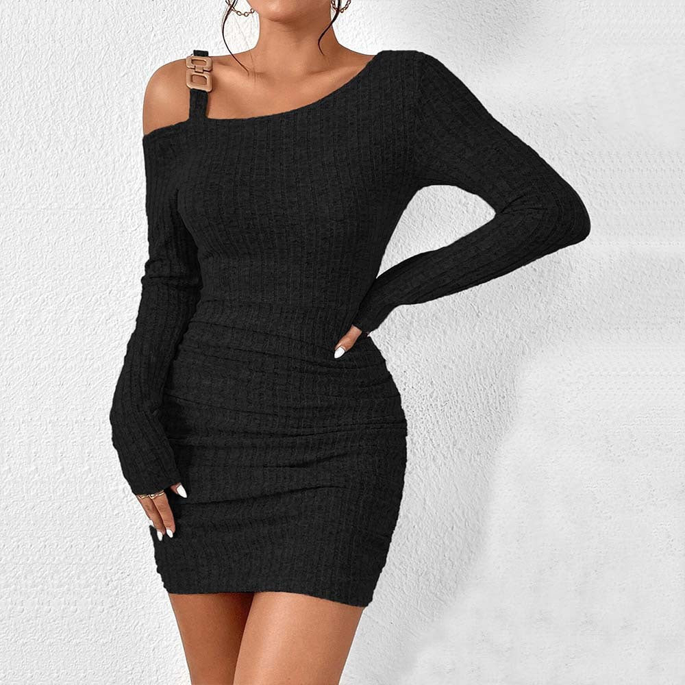 Kvinnors Midi Kjol Off-Shoulder Bodycon Högkvalitativt Tyg-4