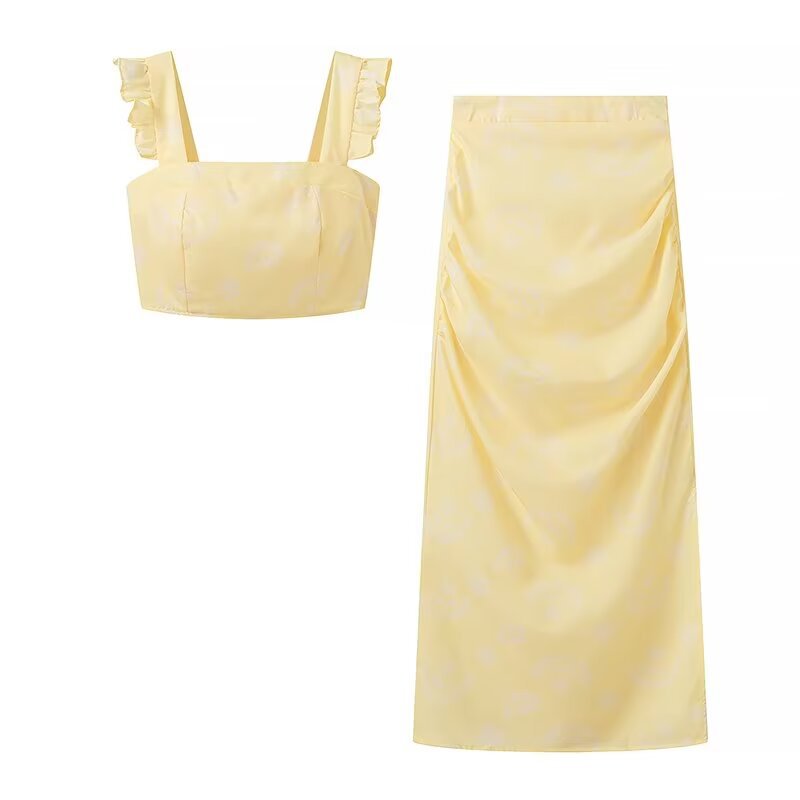 Variant image for Dam Fritidsdräkt Slim-Fit Mönstrad Polyester Top och Kjol Set-4
