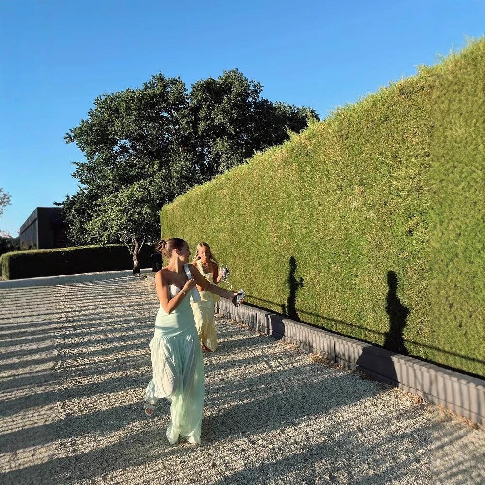 Maxiklänning Dam Draperad med Rüsch Detaljer i Andningsbart Material-3