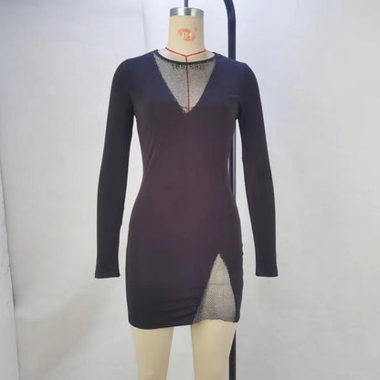 Variant image for Dam Klänning Bodycon Långärmad V-hals Polyester-4