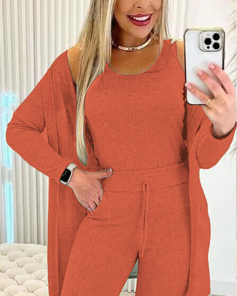 Dam Casual Set Långa Ärmar Polyester-3