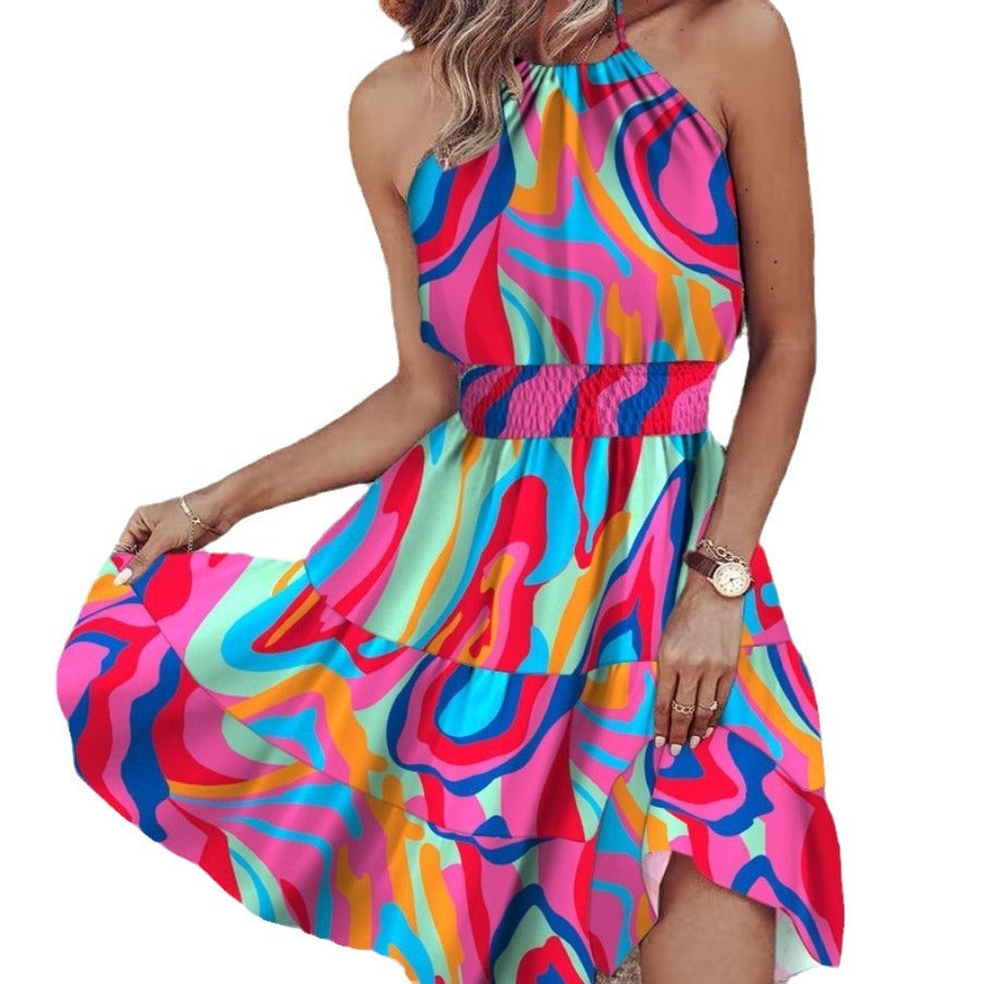 Kvinnors A-Line Klänning Axelhängande Nacke Polyester Midi-3