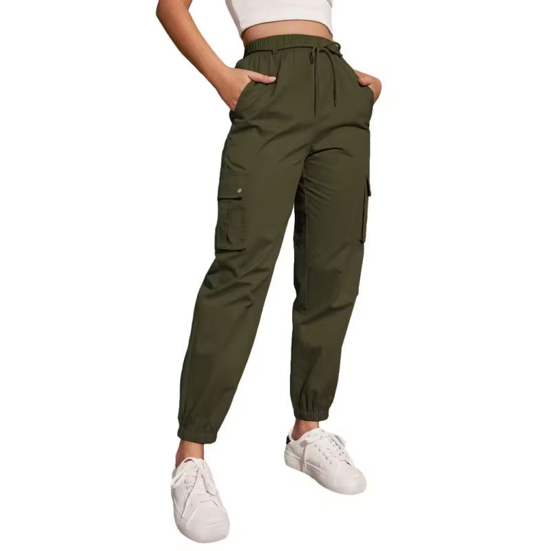 Damlastbyxor Loose Fit Hållbart Tyg med Elastiskt Midjeband och Sidfickor 6