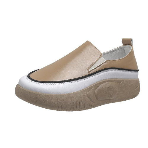 Kvinnors Slip-On Sneakers med Modern Platå i Syntetiskt Läder – Andningsbar och Slipbeständig Gummisula 1