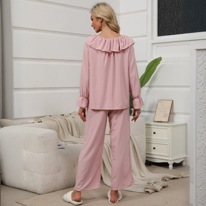 Kvinnors Långärmad Set Hemkläder Avslappnad Polyester-2