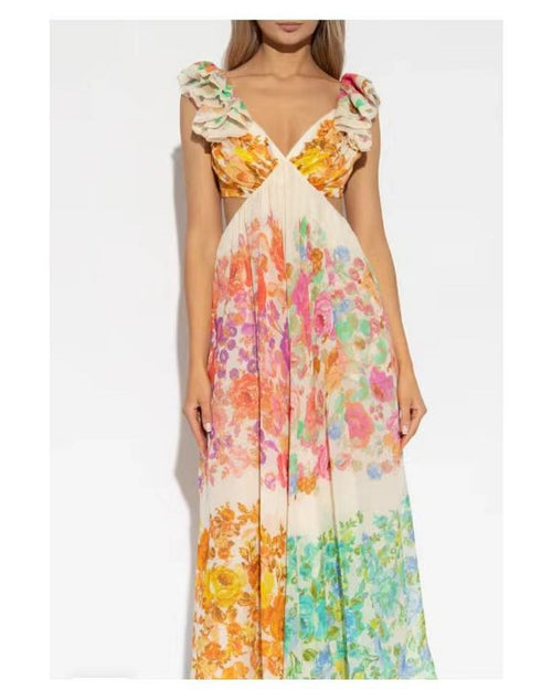 Dam Strandklänning Ihålig Bakre Lång Polyester-1