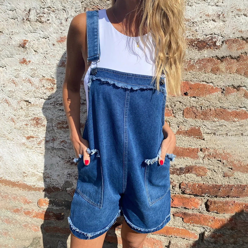 Kvinnors Capri-Shorts Justerbar Denim Avslappnad Passform-3