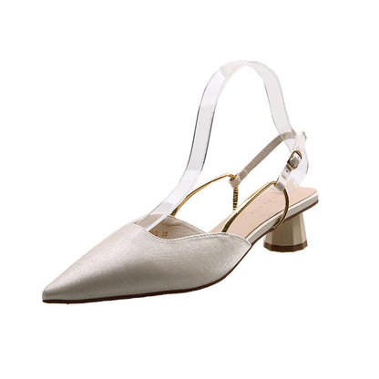 Slingback Pumps för Kvinnor med Spetsig Tå och Justerbar Metallstängning – Svart Syntetisk, Ergonomisk Sula 5