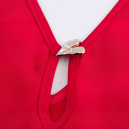 Dam Kort Klänning V-ringning Rygglös Ärmfri Högkvalitativt Tyg-2