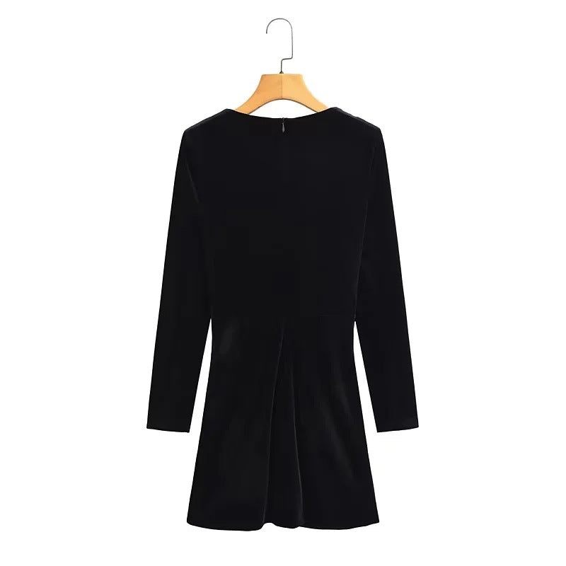 Dam Omslagsklänning V-ringad Draperad Mjukt Tyg för Fest och Bröllop-2