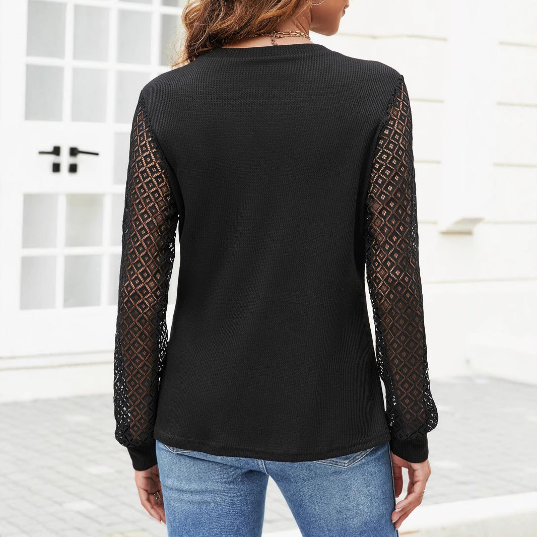 Långärmad T-shirt Dam Randig Mjuk Bomull-4