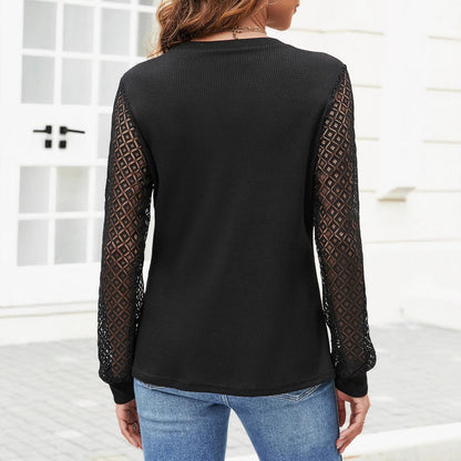 Långärmad T-shirt Dam Randig Mjuk Bomull-4