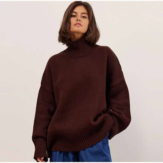 Dam Stickad Turtleneck Tröja Mjuk Ull 1
