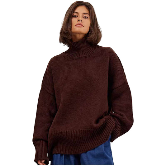 Dam Stickad Turtleneck Tröja Mjuk Ull 7