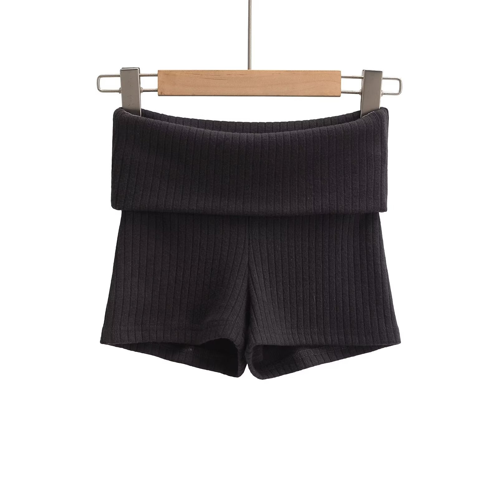 Kvinnors Shorts Ribbmönster Mjuk Bomullsmix-6