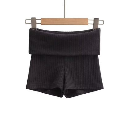Kvinnors Shorts Ribbmönster Mjuk Bomullsmix-6