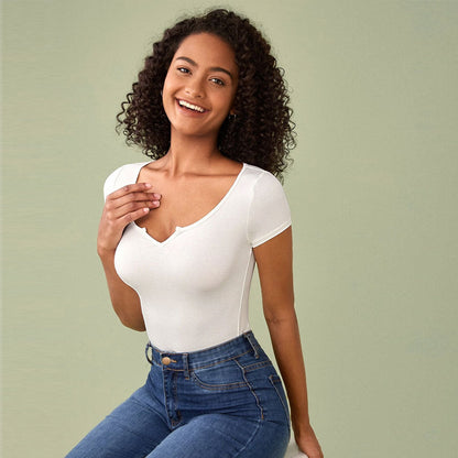 Dam Klänning Kortärmad V-ringad Elastisk Material 3