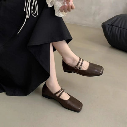 Kvinnors Ballerinaskor Slingback Dubbelremmar Vadderad Innersula 4