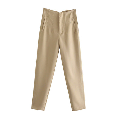 Dam Nio-punkts Byxor Smala Passande Polyester-3
