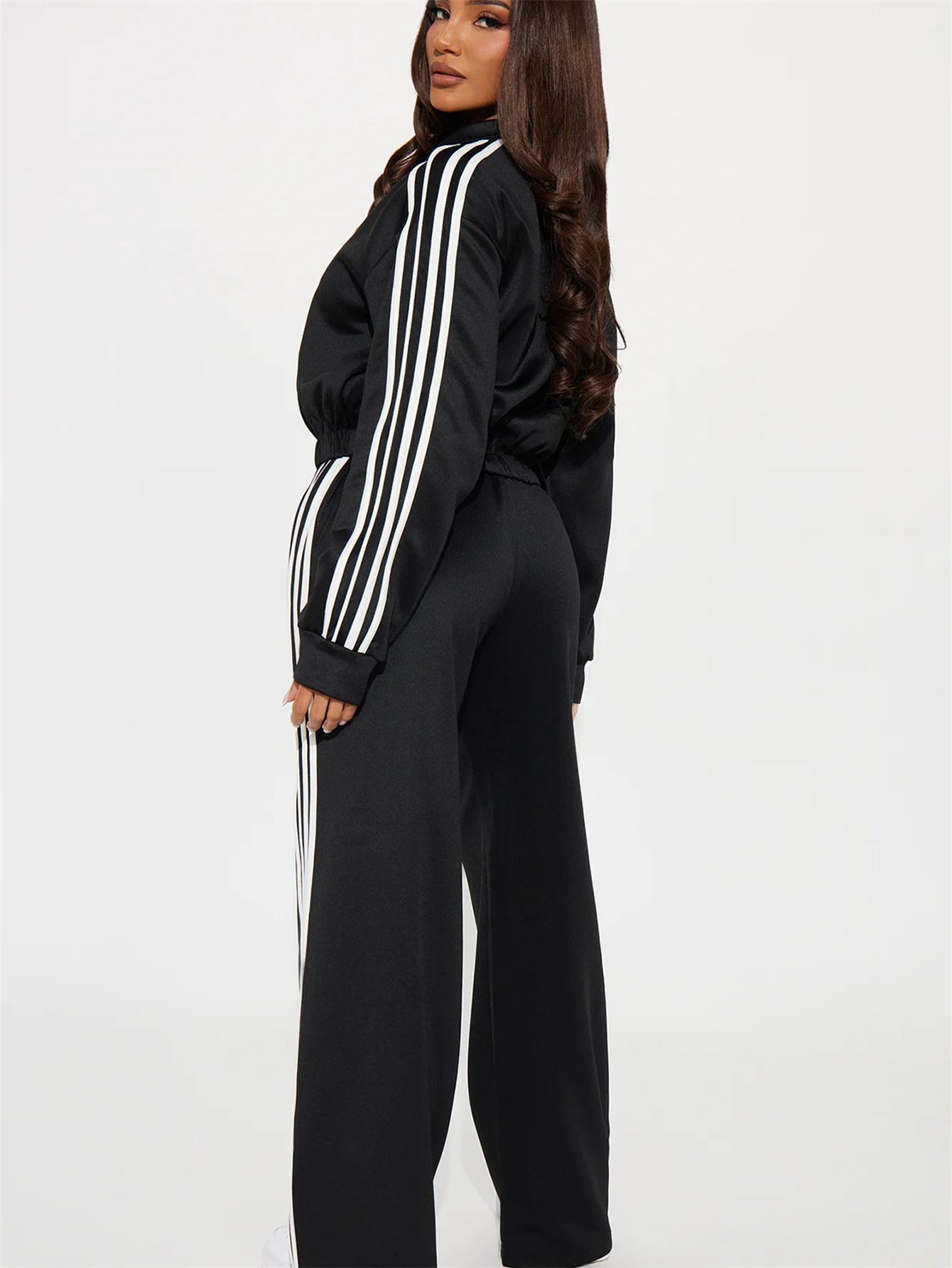 Dam Långärmad Toppjacka och Byxor Set Spandex-4