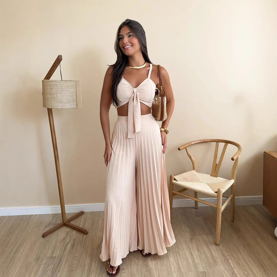 Dam Byxor Set Löst Vikande Polyester Spandex-4