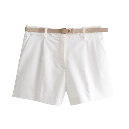 Dam Shorts Hög Midja Lätt Polyester Casual-5