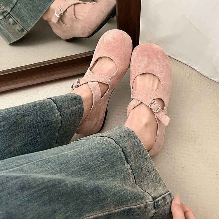 Dam Skor Mary Jane Klassisk Design Mocka med Vadderad Sula 3