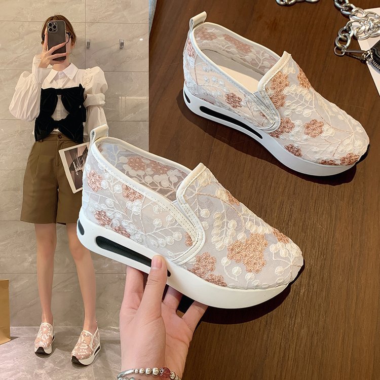 Kvinnors Sneakers Slip-On Blommig Design Platå Textil-2