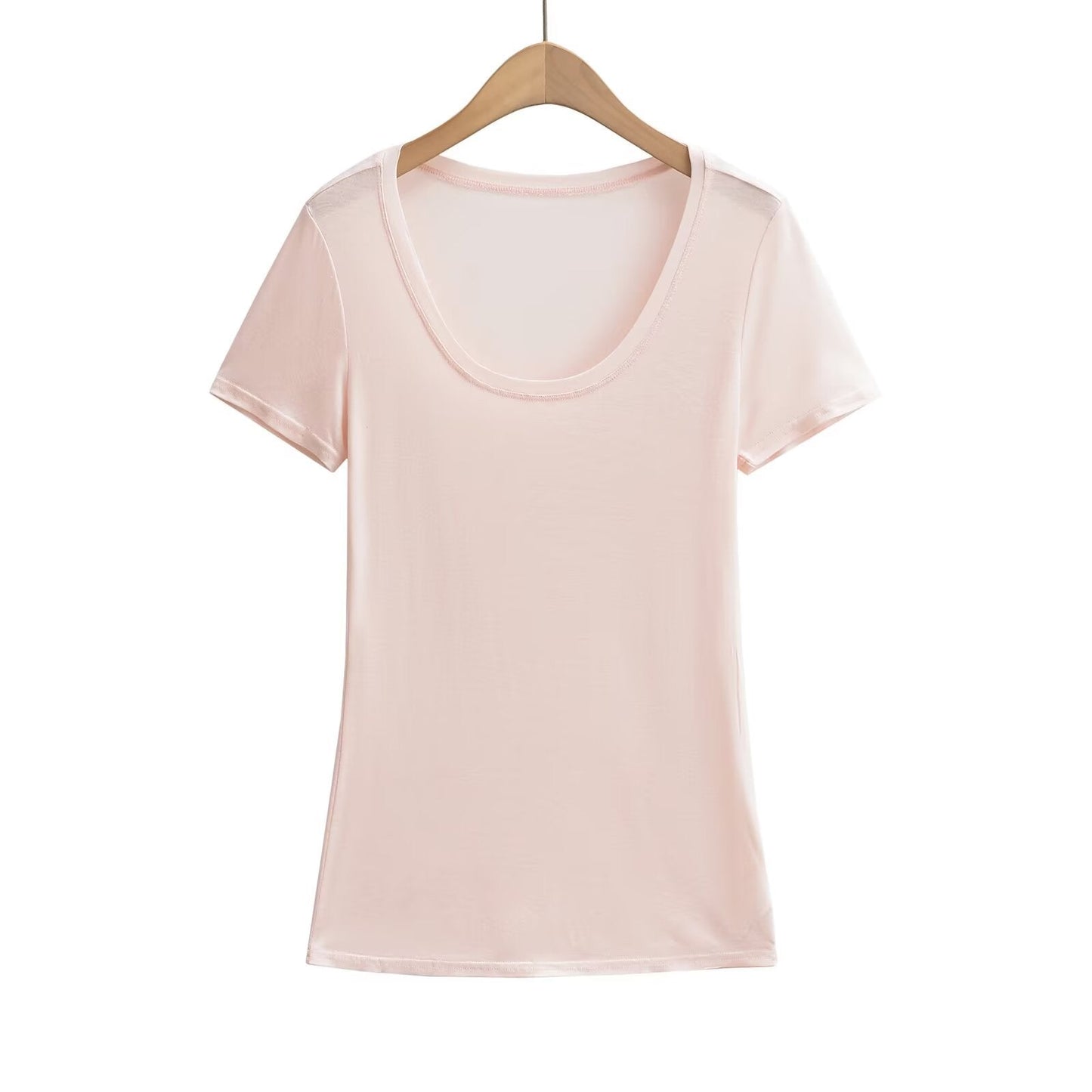 Kvinnors T-Shirt Basmodell Rund Hals Bomull-6