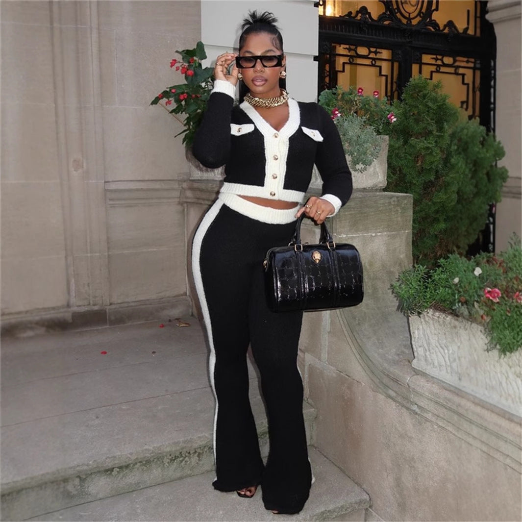 Dam Byxdress Avslappnad Stil Färgblockering Polyester-3