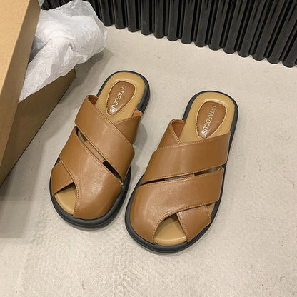 Kvinnors Mulor med Tvärstripdetaljer i Hållbart Material 4
