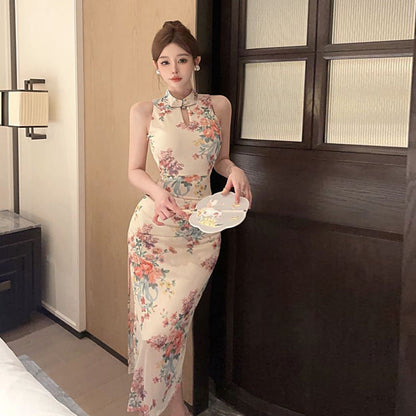 Kvinna Cheongsam Klänning Hög Slits Tüll Bodycon-3
