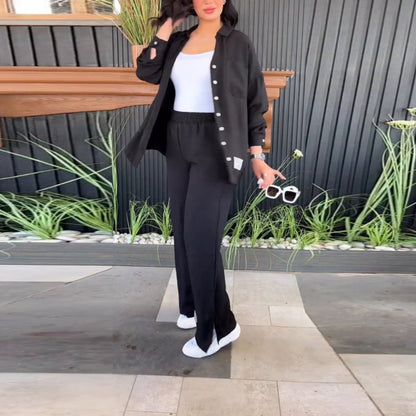 Variant image for Kvinnors Långärmad Skjorta Högmidjade Byxor Polyester-11