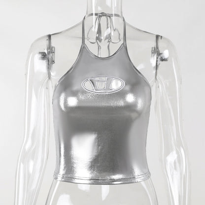 Glittrig Festtopp för Damer med Justerbara Remmar – Snäv Passform i Högkvalitativt Material 1