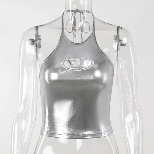 Glittrig Festtopp för Damer med Justerbara Remmar – Snäv Passform i Högkvalitativt Material 1