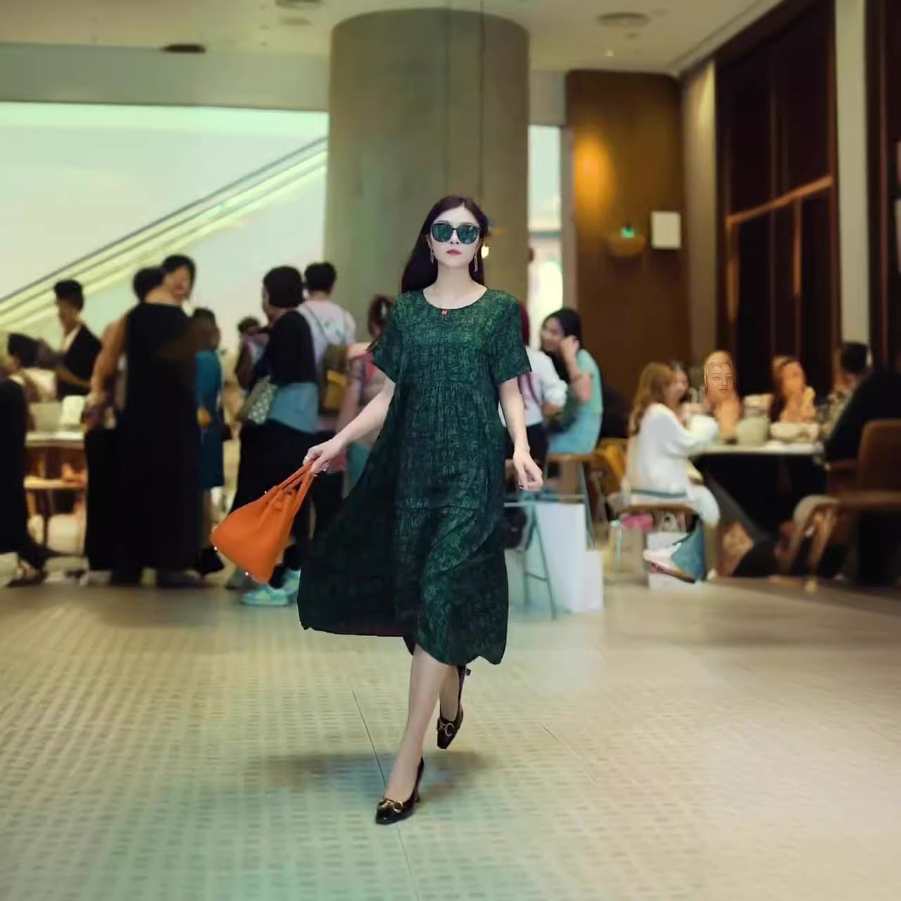 Kvinna Lång Klänning A-Linjeformad Polyester-2