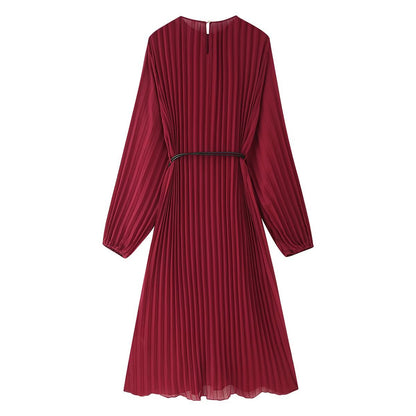 Dam Klänning Midi Justerbar Midja Polyester Elegant-3