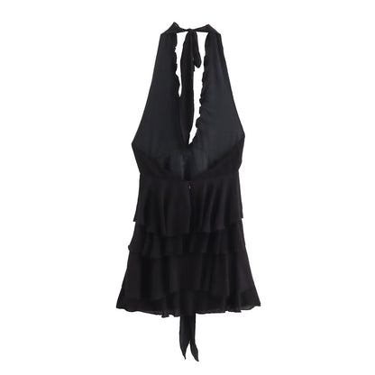 Damklänning Bunden Enkelfärgad Kort Kjol Högkvalitativt Tyg-2