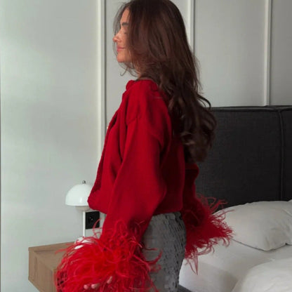 Damkofta med Fransade Ärmar i Mjuk Material – Elegant och Bekväm för Vardags- och Festlook 5