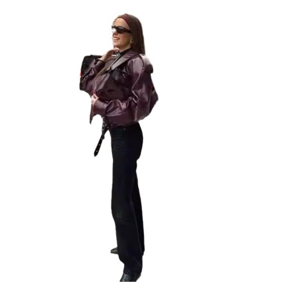 Damjacka Läderlook Modern Design Överdimensionerad 6