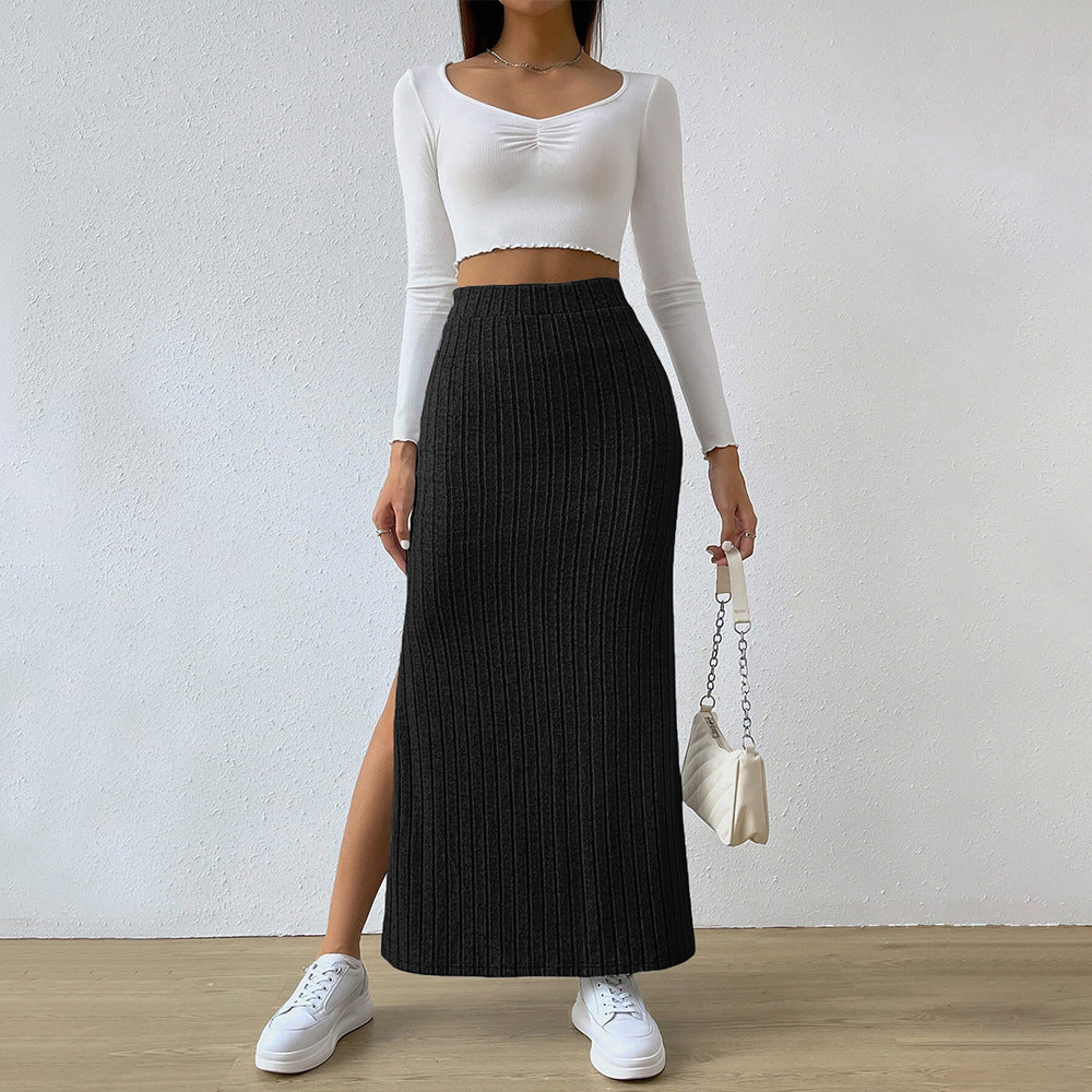 Kvinnors A-linjekjol Hög Midja Polyester Minimalistisk Design-2