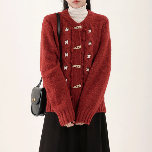 Dam Kardigan Blommönster Akryl och Bomull-1