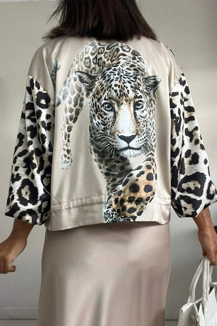 Herrens Lättjacka Leopardmönstrad Polyester-4