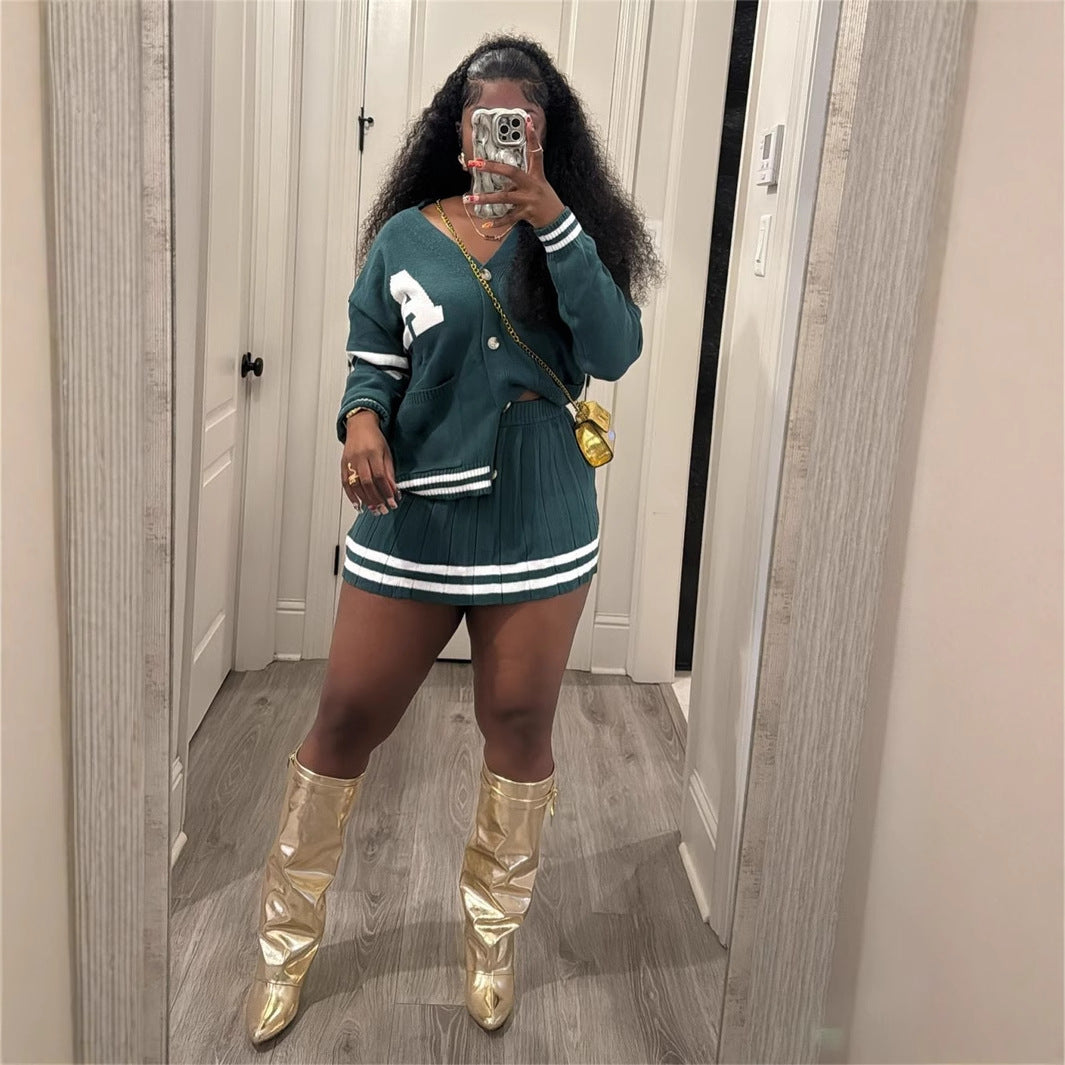 Kvinna Långärmad Kofta Mini Rock Polyester Spandex-4