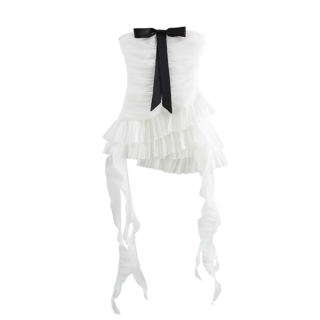 Kvinnors A-Line Klänning med Fransdekoration Högkvalitativt Tyg-2